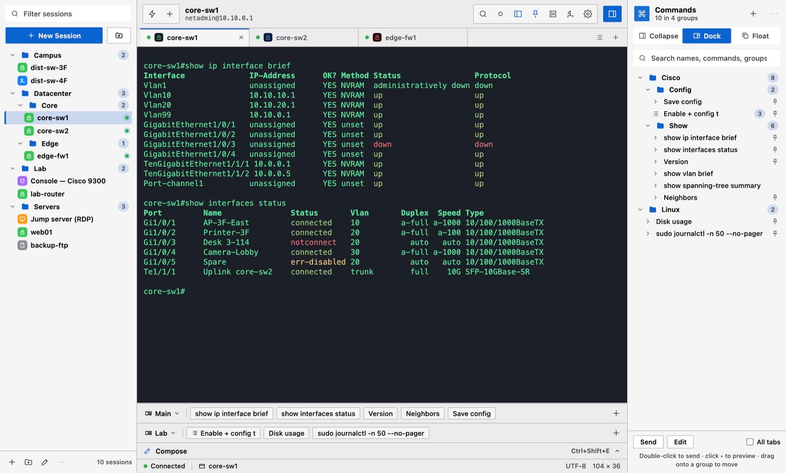 TaniTerm in the Classic theme: light, compact, with blue accents